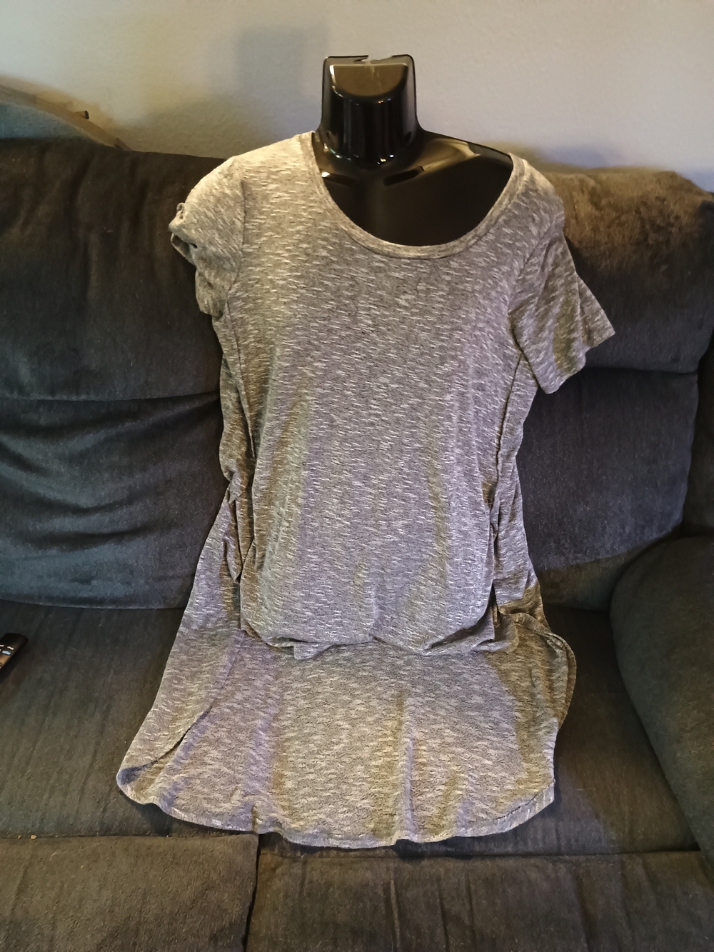 Ava & Viv Women’s 1X Gray Marled Tunic Top Short Sleeve Plus Size Longline